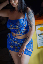 Load image into Gallery viewer, Away in the tropics embellished mesh skirt set