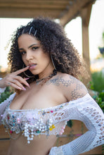 Load image into Gallery viewer, Gag city embellished mesh skirt set