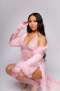 Baby pink sheer your love teddy set