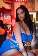 Load image into Gallery viewer, Away in the tropics embellished mesh skirt set