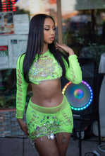 Load image into Gallery viewer, Season of giving looks embellished mesh skirt set