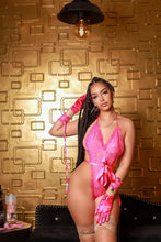 Load image into Gallery viewer, Goddess In Lace Hot Pink Teddy Set