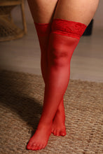 Load image into Gallery viewer, Heart Desire Red Thigh High socks

